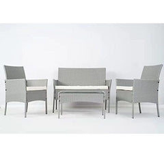 4pcs Rattan Outdoor Garden furniture sofa set with 2x Armchairs 1x Double Sofa & 1 table for indoor & outdoor
