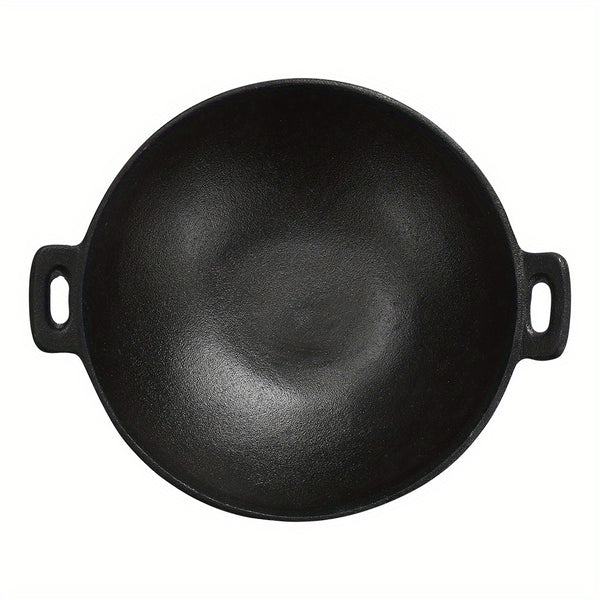 1 Kitchen Cast Iron Pot, Non-stick Multi-purpose Cookware, Household Kitchen Stir-frying Pot, Cast Iron Stir-frying Pot with Double Ears, Not Easy to Stick, Delicious and Healthy, Black, 30*30*9cm