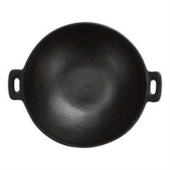 1 Kitchen Cast Iron Pot, Non-stick Multi-purpose Cookware, Household Kitchen Stir-frying Pot, Cast Iron Stir-frying Pot with Double Ears, Not Easy to Stick, Delicious and Healthy, Black, 30*30*9cm