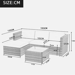 Rattan Garden Furniture 3 Piece Corner Sofa Set PE Wicker Patio Table and Chairs with Cushion