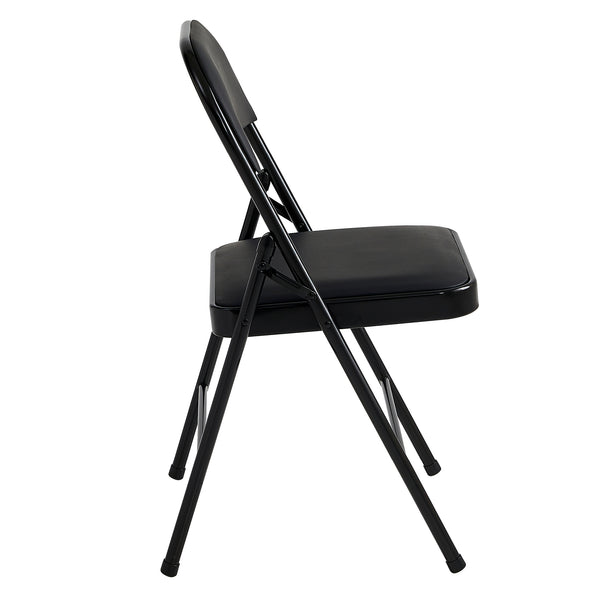 Set of 4 Folding Chairs, Faux Leather Foldable Chairs with Metal Frame and Padded Seat, Easy to Fold and Store for Home, Office, Dining and Reception