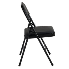 Set of 4 Folding Chairs, Faux Leather Foldable Chairs with Metal Frame and Padded Seat, Easy to Fold and Store for Home, Office, Dining and Reception