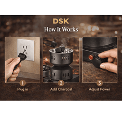 DSK Electric Charcoal Burner – Adjustable Heat Coal Stove with Removable Heating Plate for Incense, Bakhoor, Shisha Charcoal, BBQ Prep & Outdoor Cooking