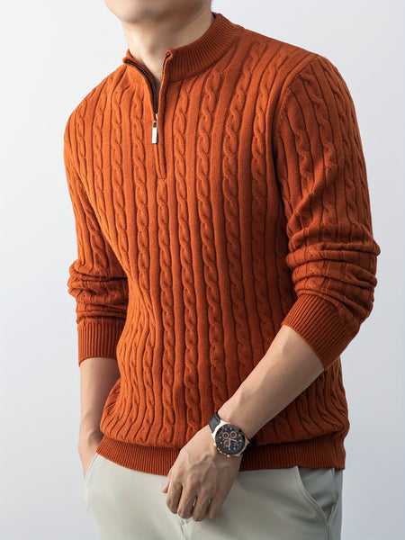 Christmas Gift for Men, New Twist Zipper Collar Pullover Sweater, Autumn And Winter Style, with Velvet, Thickened, Warm And Cold-Resistant, Can Be Worn Inside Or Outside, Casual And Versatile Essential, Knit