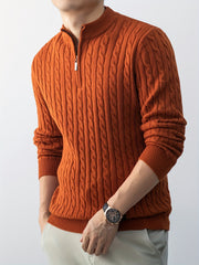 Christmas Gift for Men, New Twist Zipper Collar Pullover Sweater, Autumn And Winter Style, with Velvet, Thickened, Warm And Cold-Resistant, Can Be Worn Inside Or Outside, Casual And Versatile Essential, Knit