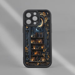 Phone Case - A Fashionable And Artistic Moon-Themed Bookshelf Design, Perfect for Both Men And Women. It'S a Straightforward Yet Distinctive Case, Compatible with for Iphone 17, 16, 15, 14, 13, 12, 11, XS, XR, X7, 8 Plus, Pro Max