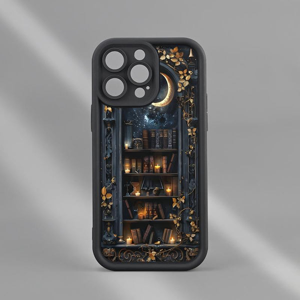 Phone Case - A Fashionable And Artistic Moon-Themed Bookshelf Design, Perfect for Both Men And Women. It'S a Straightforward Yet Distinctive Case, Compatible with for Iphone 17, 16, 15, 14, 13, 12, 11, XS, XR, X7, 8 Plus, Pro Max