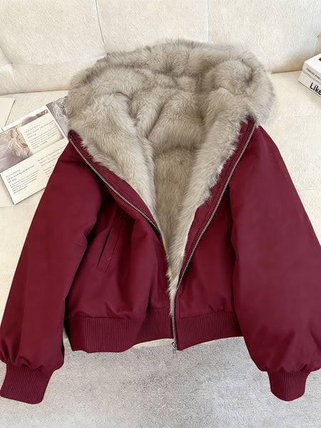 Autumn and Winter Women's Furry Jacket Coat