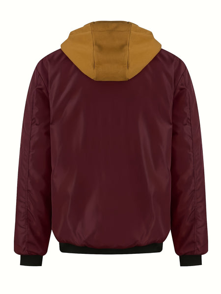 Pearson OBM Men'S Winter New Korean-Style Hooded Jacket, a Casual And Trendy Outerwear, Solid Color, Formal Style, with Zipper Details