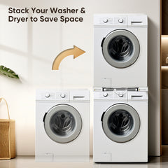 Universal Stacking Kit for Washer and Dryer, Adjustable Stacking Shelf Kit with Sliding Shelf for 51-76 cm Washer Dryer Intermediate Frame Stacking Bracket Kit with Ratchet Ropes