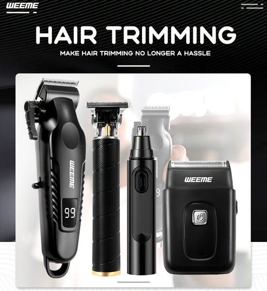 WEEME 4pcs 3pcs 2pcs 1pc Black Golden Hair Clippers For Men Professional, Beard Trimmer Kit, Cordless Clippers And Trimmers Set, Electric Razor Shavers And Nose Trimmer, Mens Grooming Kit For Barber, Valentines Day Christmas Gifts For Him
