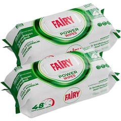 Fairy Power Lemon/White Soap Scented Surface Cleaning Wipes - Available in Pack of 2 x 100 Wipes (200 Wipes), Disposable Household Cleaning Wipes for Kitchen & Bathroom