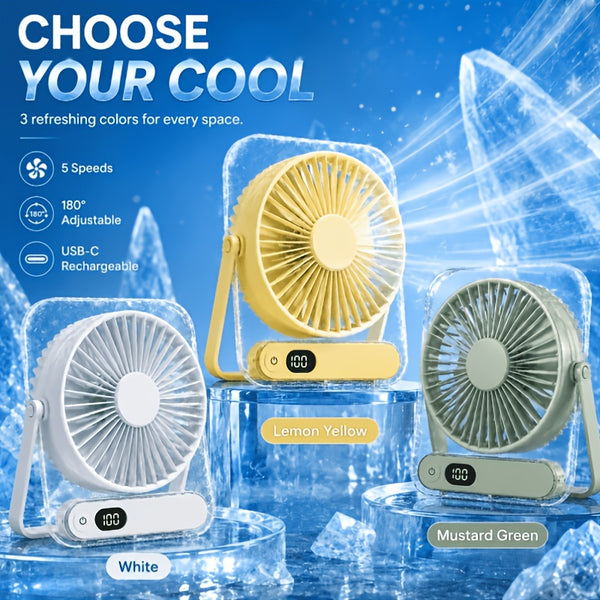 Ultra Quiet Desktop Fan Mini Air Circulator with Digital Display And Fast Cooling for Study Office And Dorm Use