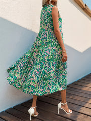 Spring/Summer Vacation Women'S Sleeveless Bohemian Style Fringed Tie-Up Printed Dress