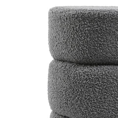 Round Pouffe Stool Liviing Room Bedroom Footstool Teddy Fleece Dressing Table Stool Hallway Shoe Stool