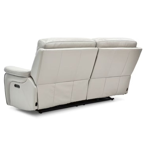 Fletcher Light Grey Leather Power Reclining Large 2 Seater Sofa with Power Headrest