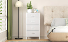 Modern 4-Drawer Dresser Storage Cabinet with Metal Frame & MDF Wood - Grey Spacious Dresser with Anti-Tip Safety & Adjustable Feet, Assembly, Standalone Furniture Unit Suitable for Bedroom or Living Room (17.7” X 11.8” X 35.8”)