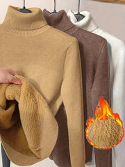 3pcs Set, Women's High-Neck Fashion Sweater, -Lined and Thickened, Women's Apparel, Autumn/Winter Base Layer Sweater, High-Neck Thickened Sweater for a Perfect Fit, Warm Base Layer Long-Sleeve Sweater, New Autumn/Winter Design