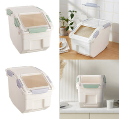 10KG Dog Food Storage Container with Scoop, Large Airtight Pet Dog Food Bin, Dog Cat Dry Food Bin, Rice Storage Container, Grey/Green