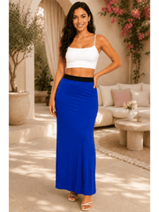 Women'S Full Length Maxi Skirt – High Waist Stretch Long Skirt | Soft Lightweight Casual Skirt | Modest Everyday Wear | Elastic Waist Maxi Skirt for Women