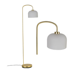 Victoria - Satin Brass Floor Lamp with Frosted Glass Shade