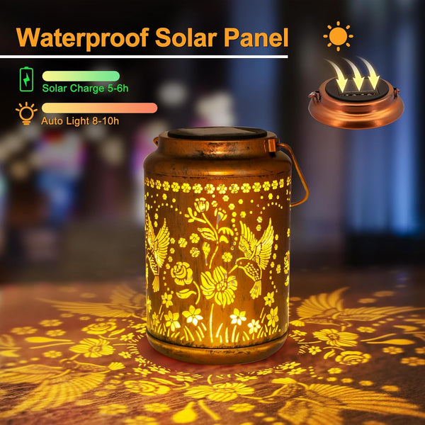 Christmas Gifts for Women Birthday ,Hummingbird Solar Lanterns Garden Ornaments Outdoor, Unique Gifts for Mum Grandma Women, Metal Solar Lanterns outside for Yard, Patio, Backyard, Porch