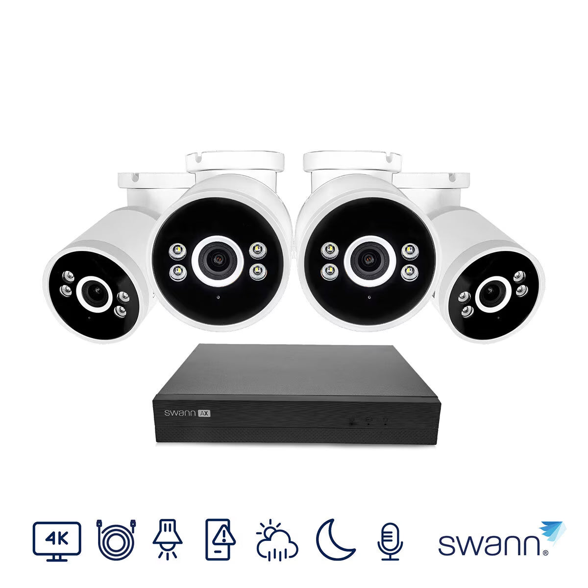 Swann 4K NVR 8 X Channel / 4 X NHD-ADVANXB Bullet Cameras with 1TB HDD SWNVK-8ADVANX4B-EU