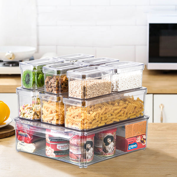 10pcs Transparent Sealed Moisture Proof Kitchen Refrigerator Storage Box Set, Household Stackable Fruit and Vegetable Preservation Box, Snack Storage Box, Saving Space