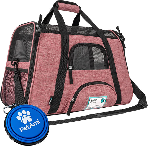 Petami Airline Approved Pet Carrier for Cat, Soft Sided Dog Carrier for Small Dogs, Cat Travel Supplies Accessories for Indoor Cats, Ventilated Pet Carrying Bag Medium Large Kitten Puppy, Large Pink