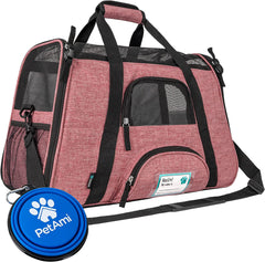 Petami Airline Approved Pet Carrier for Cat, Soft Sided Dog Carrier for Small Dogs, Cat Travel Supplies Accessories for Indoor Cats, Ventilated Pet Carrying Bag Medium Large Kitten Puppy, Large Pink