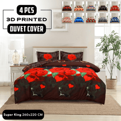 4pcs Printed Duvet Cover Set, Soft Comfortable Multi-design Printed Bedding Set, For Bedroom, Guest Room (1 Fitted sheet + 2 Pillowcases + Without Core) Trendy Design, Soft Fabric, Brushed Material, Lightweight