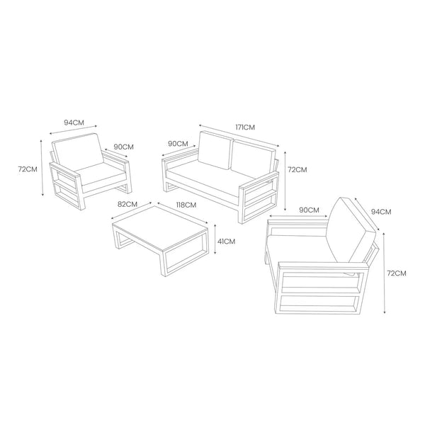 LIFE Outdoor Living Mallorca 4 Piece Deep Seating Patio Set