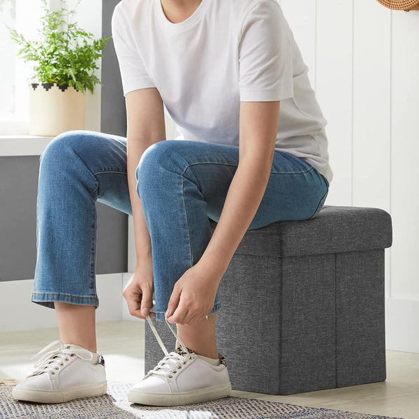 Storage Stool Padded Foldable Bench, Chest with Lid, 40L Capacity, Holds Up to 300kg, for Bedroom, Hallway, Living Room