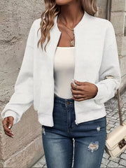 Solid Color Casual Zip-Up Cardigan Jacket