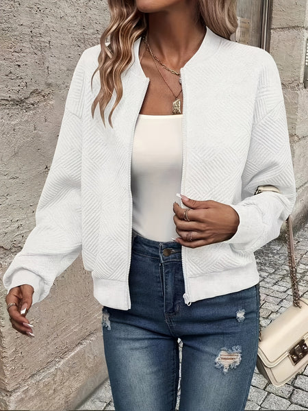 Solid Color Casual Zip-Up Cardigan Jacket