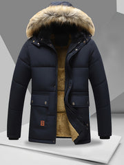 Winter Full Body Fleece Thickened Warm Coat Lamb Windproof Sleeve Jacket Men'S Multi-Pocket Jacket Men'S Outerwear