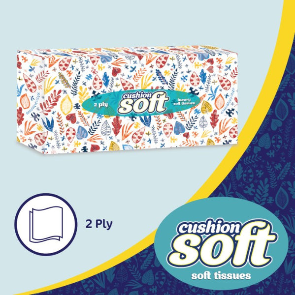 Cushion Soft 2-Ply Facial Tissues 24 Pack 100 Sheets per Box Regular Cube