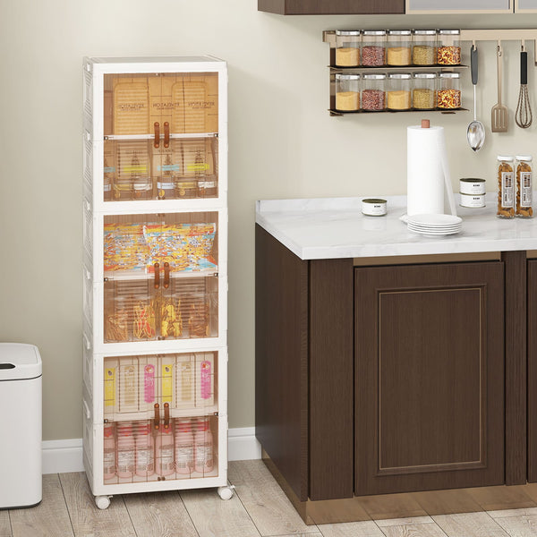 GOFLAME 6-Cube Stackable Storage Bins 115L Shoes Boxes w/ Doors-White