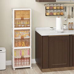 GOFLAME 6-Cube Stackable Storage Bins 115L Shoes Boxes w/ Doors-White