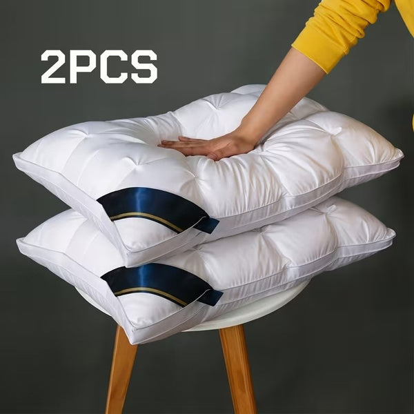 Set of 2 Pillows Designed for Sleep, Neck Support Pillow Cores, Luxurious Sleeping Pillows, Offering Balanced Support Ideal for Side, Back, And Stomach Sleepers. Part of a Hotel Collection, They Come in Vacuum-Sealed Packaging, Perfect for Home And Hotel