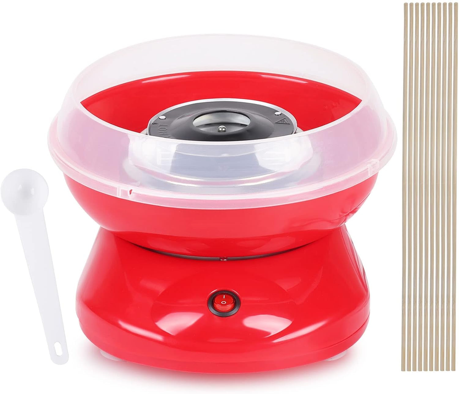 Holdfiturn Candy Floss Machine Professional Automatic Candy Floss Maker Machine round Cotton Sugar Machine Kit for Birthday Parties Children'S Day Christmas Day and Wedding Party (Red)