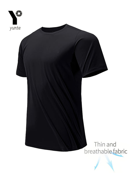 10pcs Wine Red, Army Green, Navy Blue, Khaki, Black, White, Gray, Wine Red, Black, White Mixed Colors, Ultra-Light Men's Crewneck T-Shirt - Quick-Dry, Breathable, Moisture-Wicking Shirt for Fitness, Gym, and Running, Lightweight and Comfortable