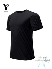 10pcs Wine Red, Army Green, Navy Blue, Khaki, Black, White, Gray, Wine Red, Black, White Mixed Colors, Ultra-Light Men's Crewneck T-Shirt - Quick-Dry, Breathable, Moisture-Wicking Shirt for Fitness, Gym, and Running, Lightweight and Comfortable