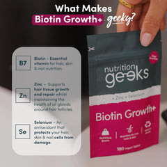 Biotin Hair Growth Supplement - 180 Vegan Tablets Enhanced with Zinc & Selenium, Hair Vitamins Complex - Biotin 10000 Mcg - Hair Skin and Nails Vitamins for Women & Men UK (Packaging Design May Vary)