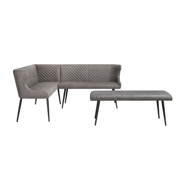 Indus Valley Henley Grey Corner Bench Set, Left Hand Facing