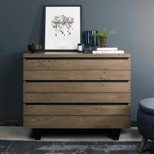 Bentley Designs Tivoli Weathered Oak 3 Drawer Chest of Drawers