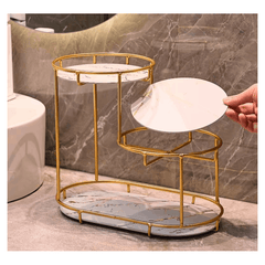 Large 3-Tier Bathroom Organizer with Metal Frame - Perfect for Cosmetics, Perfumes, Skincare & Toothbrushes - Durable Cast Iron, Washable UV Panel