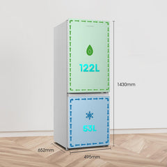 Fridgemaster MC50175A 50Cm Freestanding 60/40 Fridge Freezer - 175-Litre Capacity with Crisper Box - Reversible Door - LED Lighting- 4 Star Freezer Rating - White - E Rated
