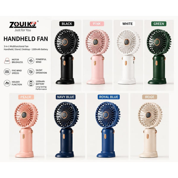 Rechargeable Handheld Fan Portable Mini USB Cooling Fan 5 Speed Silent Desktop Fan