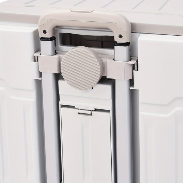 75L White and Gray Large Capacity Plastic Shopping Cart, Miscellaneous Storage and Handling Cart, Multi Functional Seat Trolley with Wheels and Adjustable Function